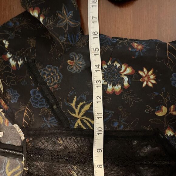 A.L.C. Dress Womens 0 Black Floral Silk Lace Panel Long Sleeve Handkerchief Hem - Picture 6 of 7